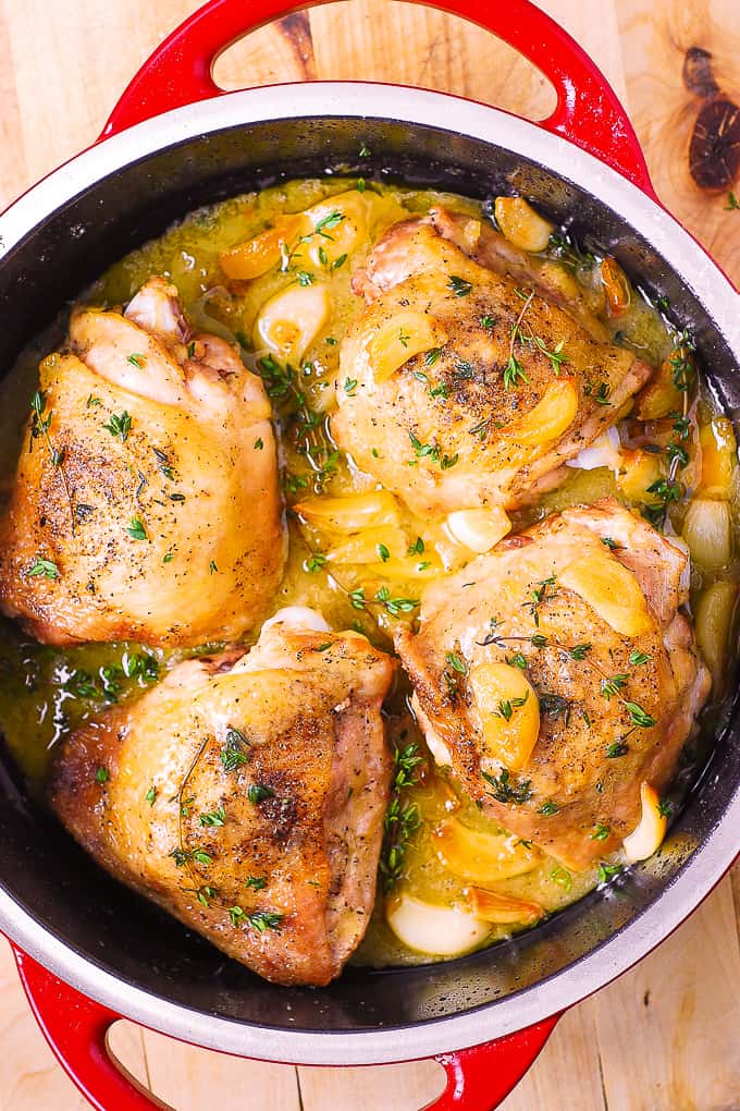 "Creamy Garlic Thyme Chicken Recipe."